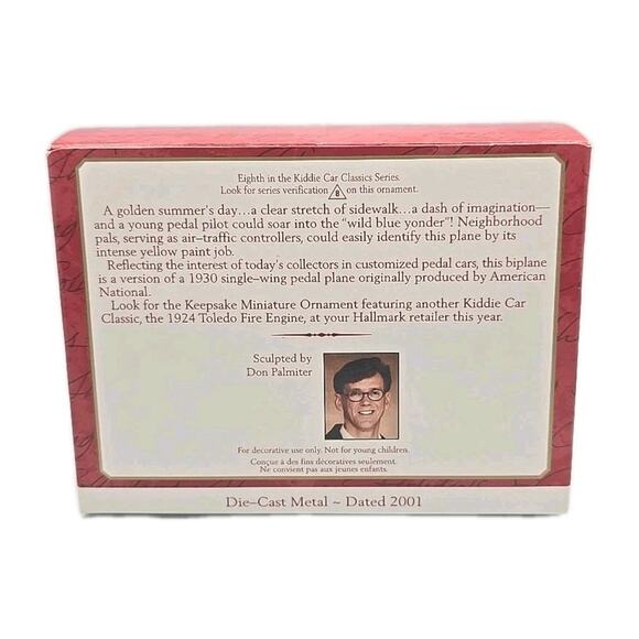 2001 Hallmark Ornament 1930 Custom Biplane Kiddie Car Classic New U67 - Picture 8 of 8